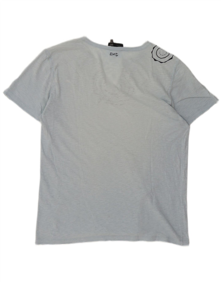 Męski T-shirt z grafiką GAS, XL, niebieski, nakrapiany