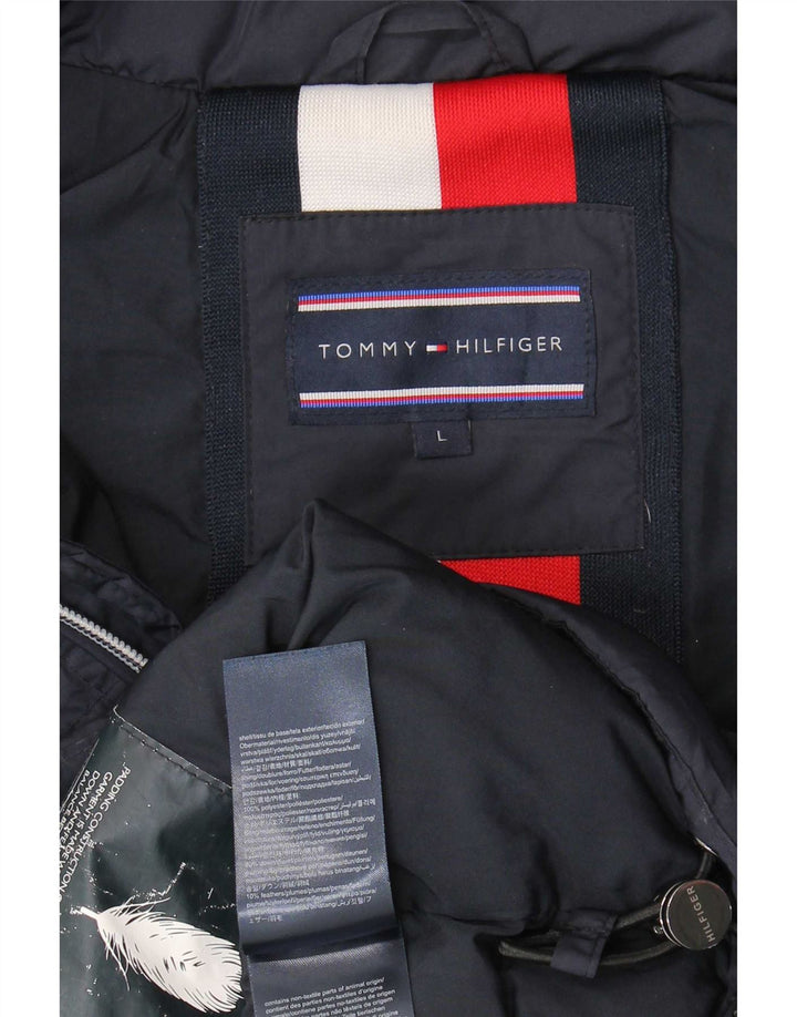 Męska ocieplana kurtka z kapturem Tommy Hilfiger UK 40, duża granatowa, poliester