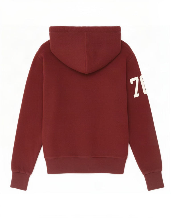 Męski sweter z kapturem i zamkiem błyskawicznym Superdry, mały, bordowy, bawełniany