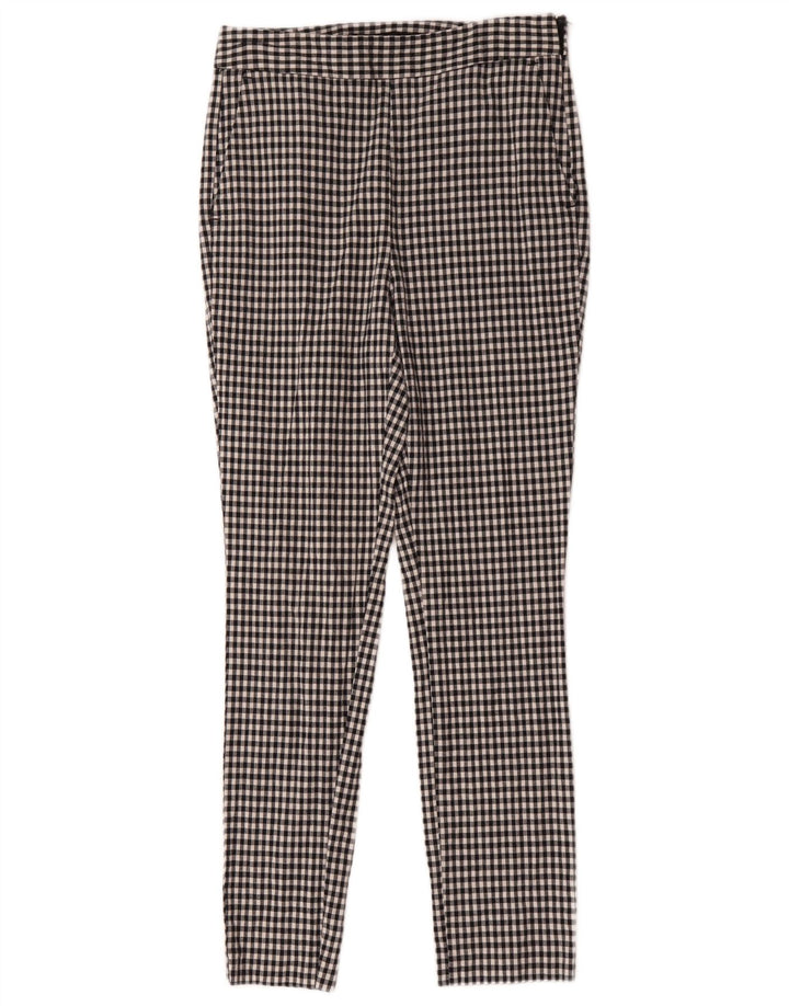 Spodnie damskie Zara Slim Chino, średnie W28 L28, czarna kratka