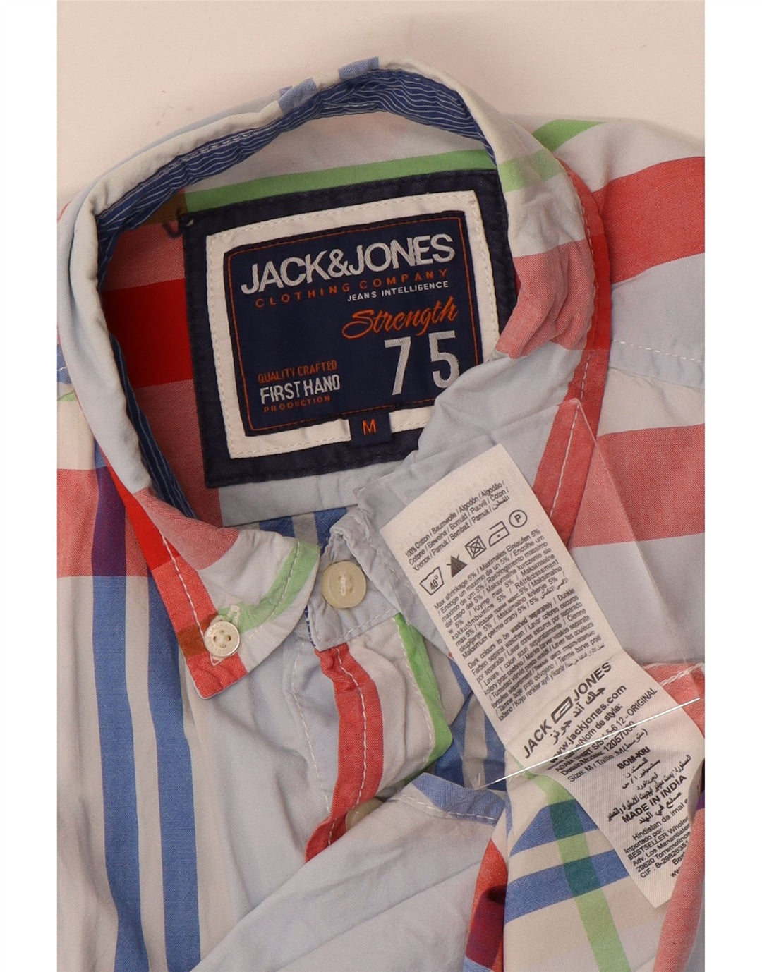Męska koszula z krótkim rękawem Jack & Jones w średnią niebieską kratkę