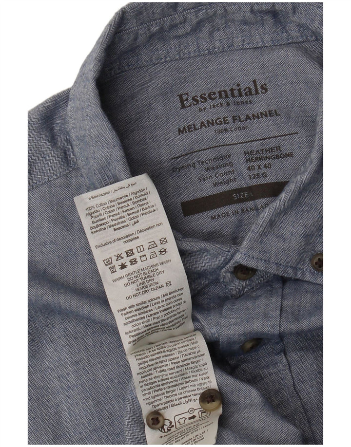 Męska koszula flanelowa Jack & Jones, duża, niebieska, bawełniana w jodełkę