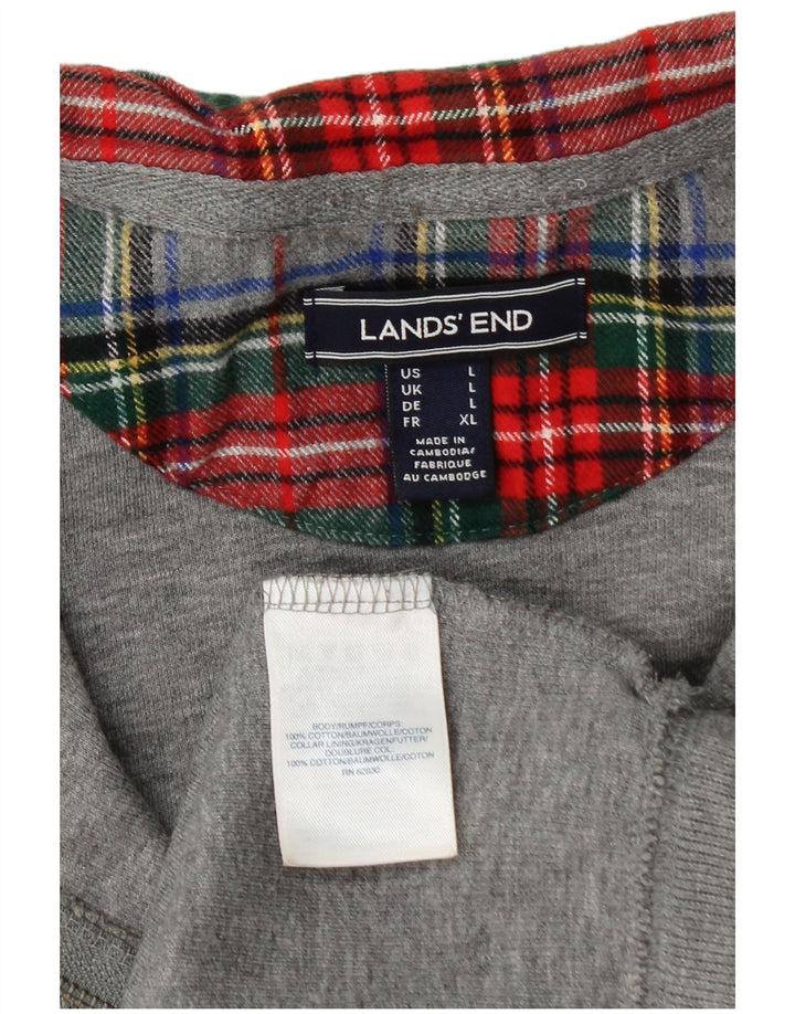 Męski sweter z zamkiem błyskawicznym Lands End, duży, szary, bawełniany