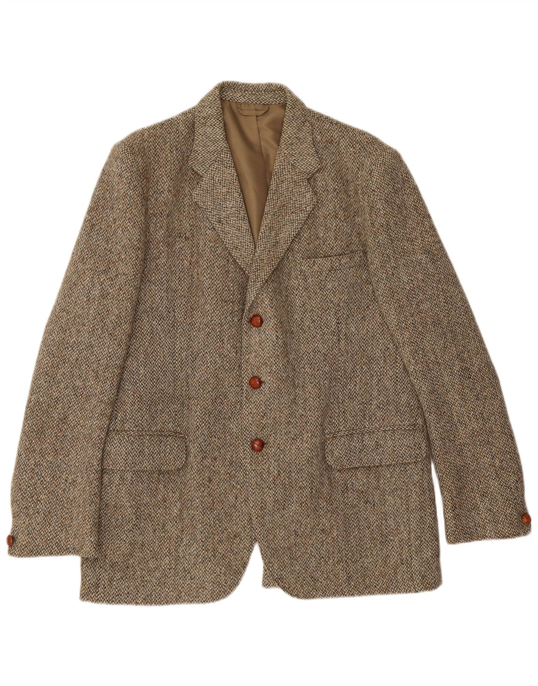 Męska marynarka zapinana na 3 guziki Harris Tweed UK 38 Średnia zielona jodełka