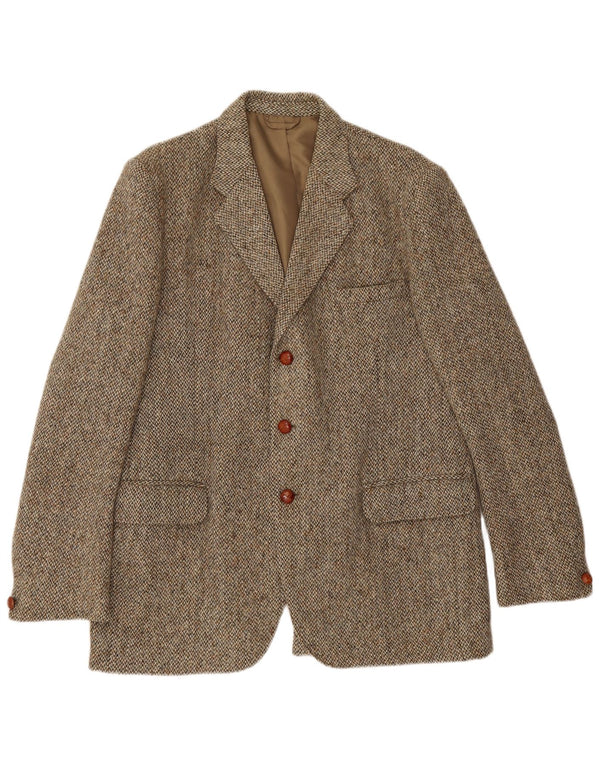 Męska marynarka zapinana na 3 guziki Harris Tweed UK 38 Średnia zielona jodełka