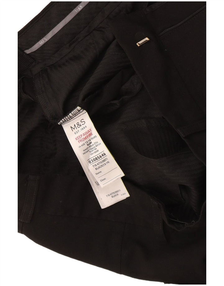 Marks & Spencer Spodnie chłopięce slim garniturowe 13-14 lat W30 L30 Czarny poliester
