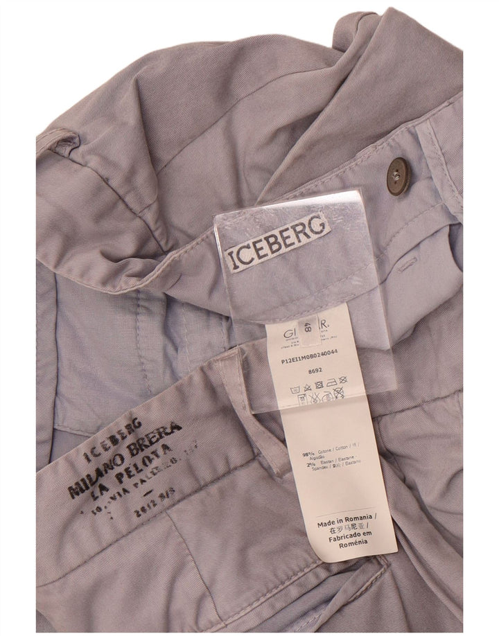 Męskie spodnie typu slim chino Iceberg IT 48 Medium W32 L34 Szara bawełna