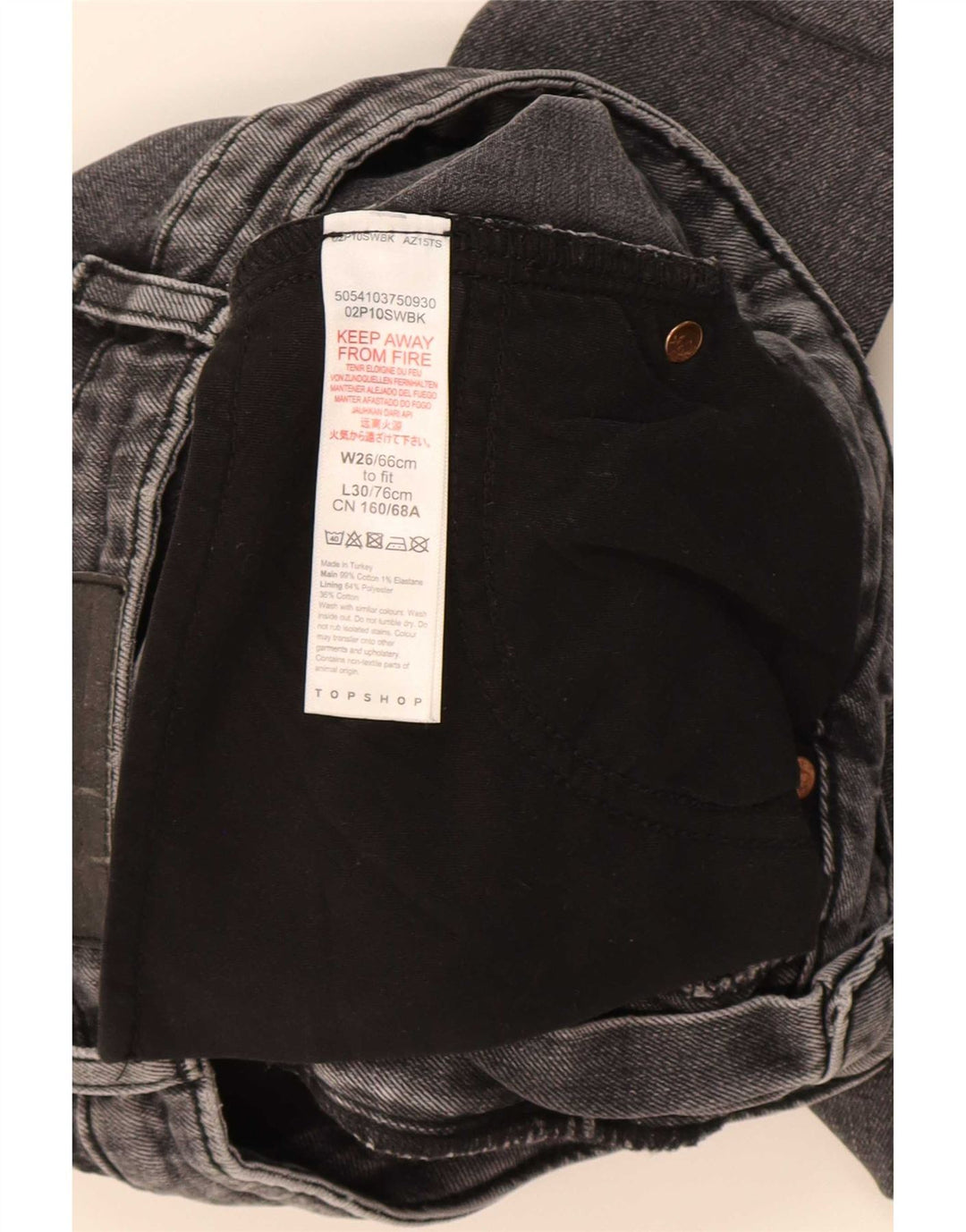 Damskie jeansy slim fit Topshop W26 L30 Szara bawełna