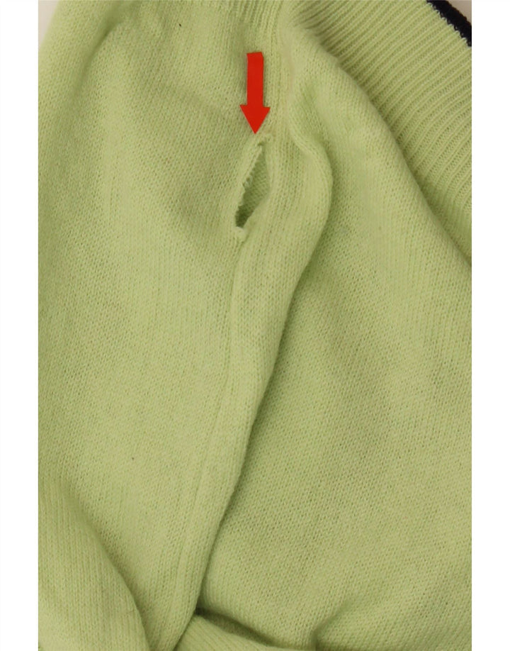 LYLE & SCOTT Womens Crew Neck Jumper Sweater UK 12 Medium Green Geometric Vintage Lyle & Scott and Second-Hand Lyle & Scott from Messina Hembry 