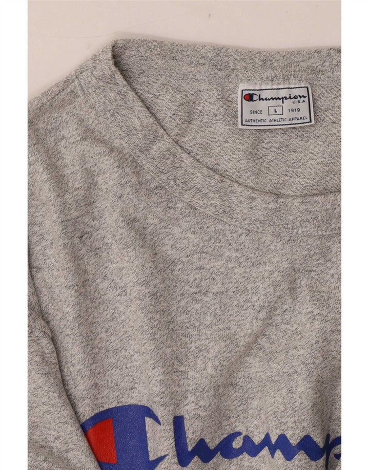 Męski T-shirt Champion z grafiką, duży, szary, nakrapiany