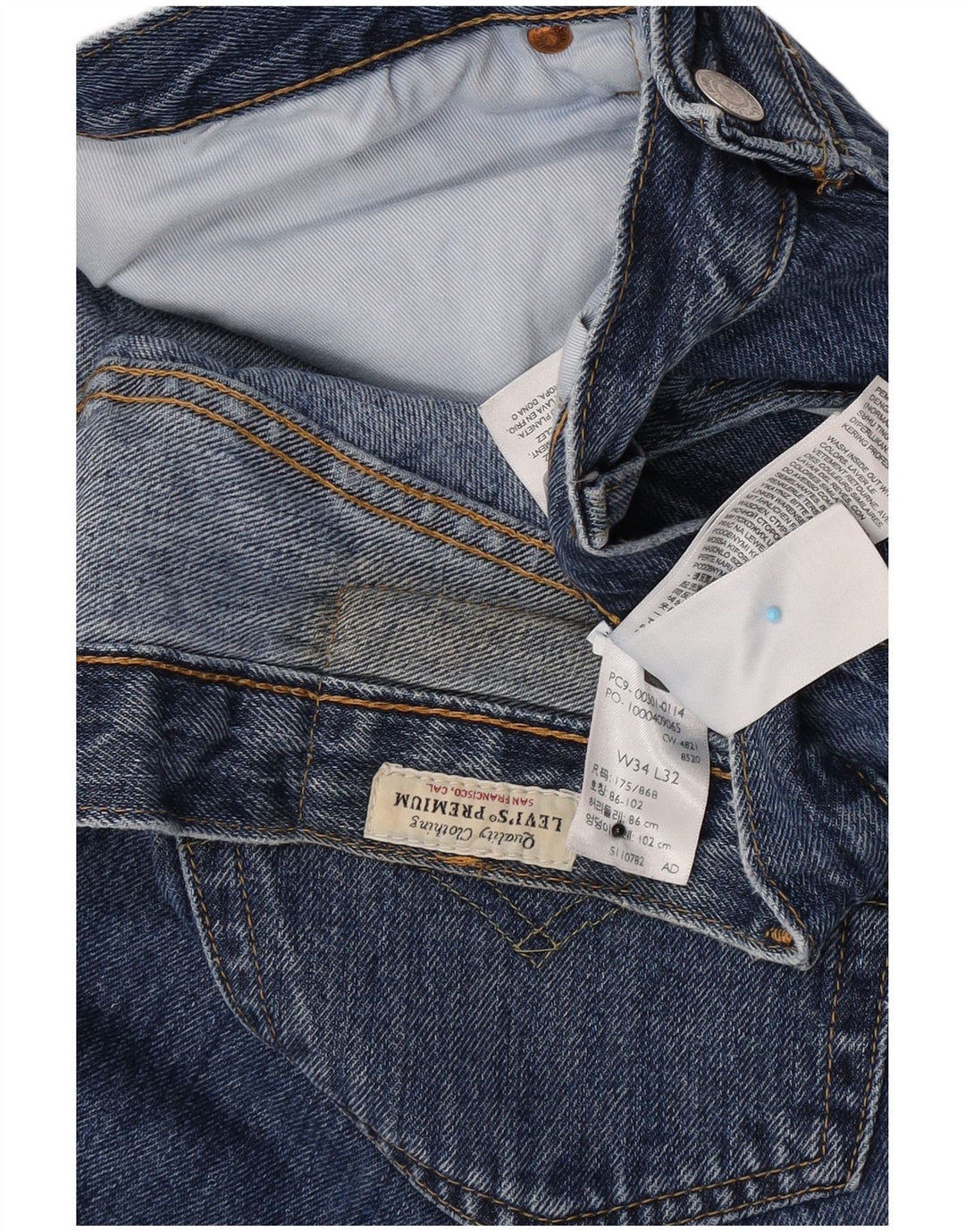 Męskie jeansy Levi's 501 Straight W34 L32 Niebieskie bawełniane