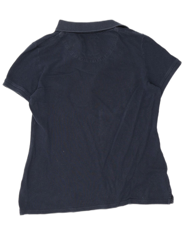 Crew Clothing Womens Polo Shirt UK 12 Medium Navy Blue Cotton