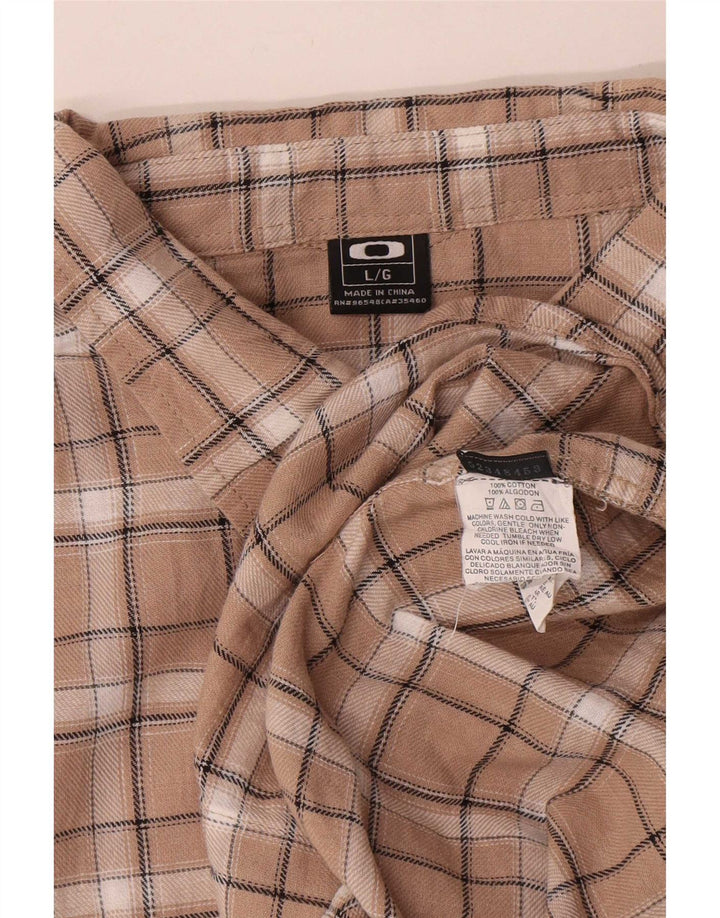 Męska koszula flanelowa Oakley w dużą beżową kratkę, bawełniana