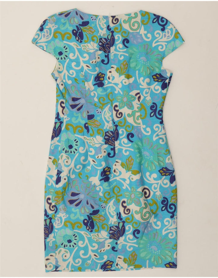 Vintage damska sukienka płaszczowa UK 10, mała niebieska w kwiaty