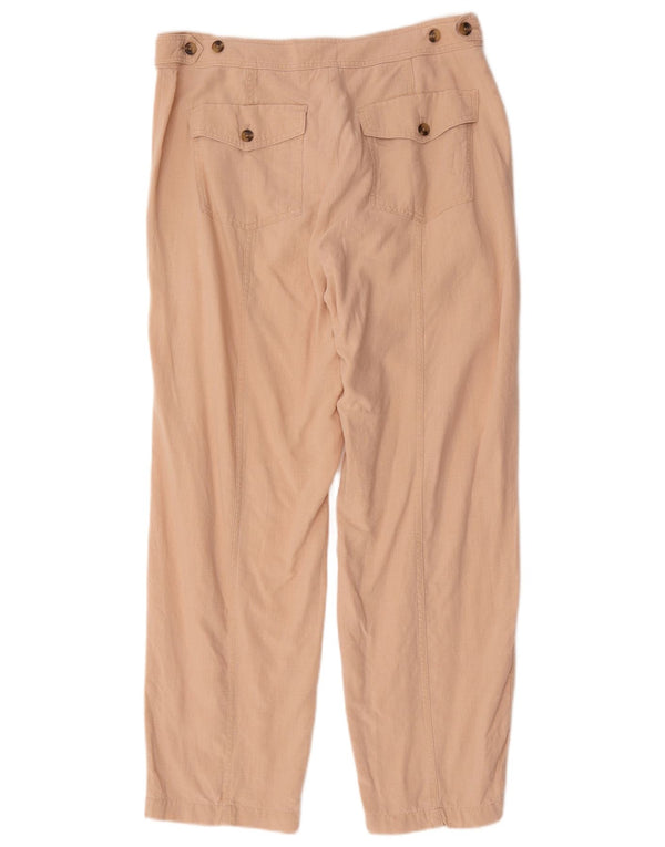 Marks & Spencer Womens High Waist Chino Trousers UK 14 Large W34 L29 Beige
