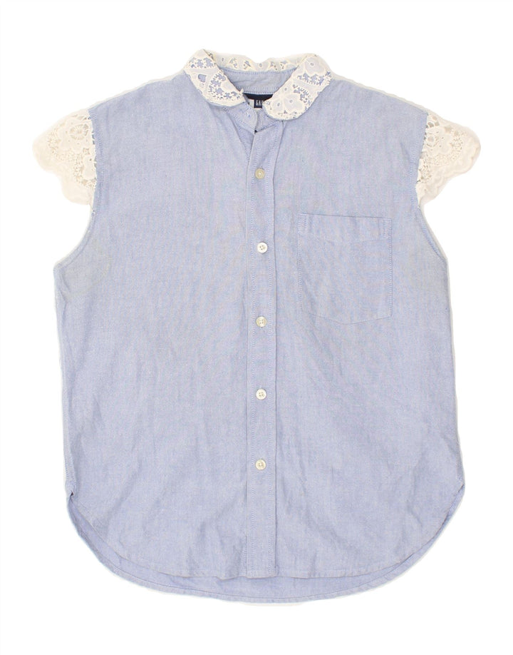 GAP Womens Short Sleeve Shirt UK 14 Medium Blue Cotton | Vintage Gap | Thrift | Second-Hand Gap | Used Clothing | Messina Hembry 