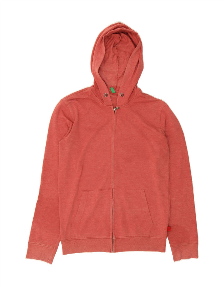 BENETTON Womens Zip Hoodie Sweater UK 12 Medium Maroon Polyester Vintage Benetton and Second-Hand Benetton from Messina Hembry 