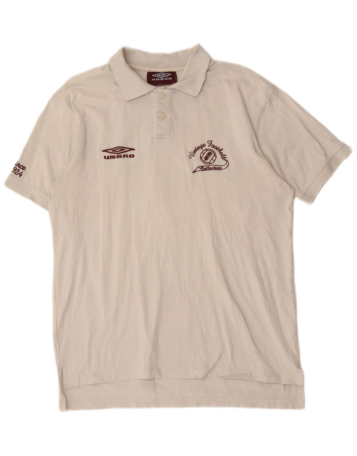 Męska koszulka polo Umbro z grafiką, duża, biała, bawełniana