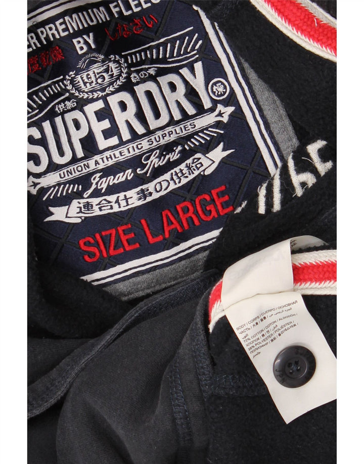 Męski sweter Superdry z grafiką, zapinany na guziki, duży, granatowy, bawełniany