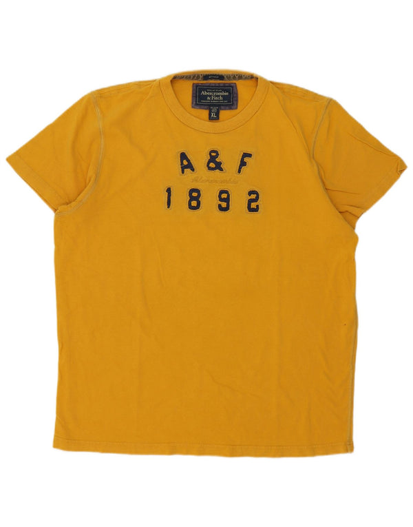 Męski T-shirt z grafiką Abercrombie & Fitch, XL, żółty, bawełniany