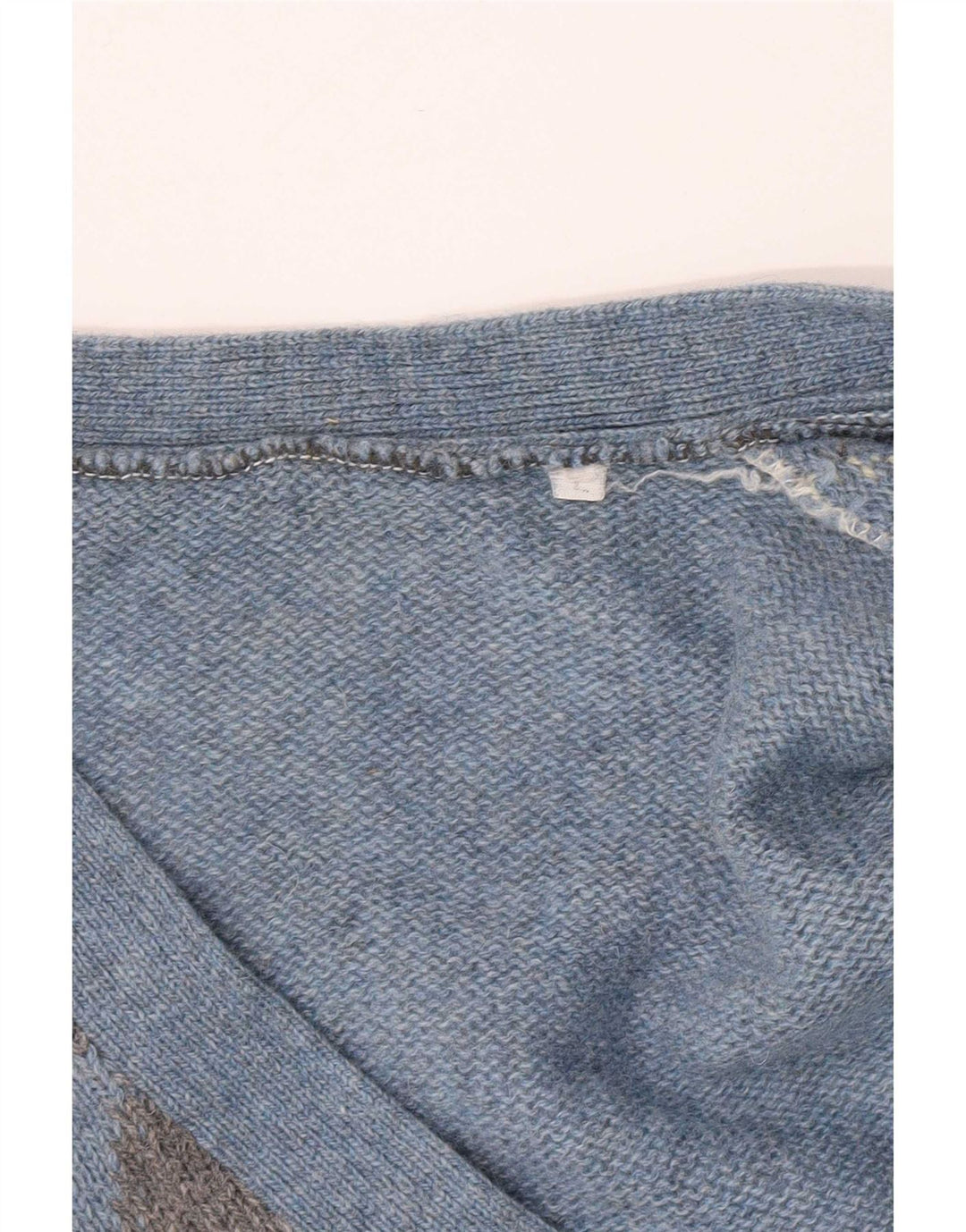 Vintage męski sweter rozpinany, duży, niebieski Argyle/diament