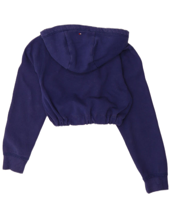 Tommy Hilfiger Girls Crop Zip Hoodie Sweater 12-13 Years Large Navy Blue