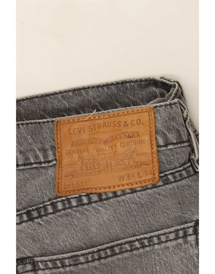 Męskie jeansy Levi's 511 Slim W34 L34 Szara bawełna