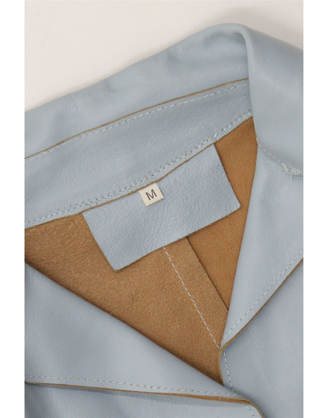 Damska marynarka skórzana zapinana na 2 guziki w stylu vintage, UK 12, średni niebieski