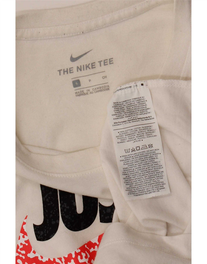 Męski T-shirt z grafiką Nike, mały, biały, bawełniany