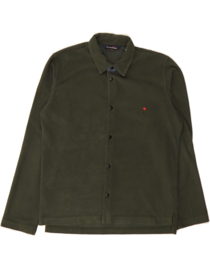 CANADIAN Mens Shirt Medium Green Polyester Vintage Canadian and Second-Hand Canadian from Messina Hembry 