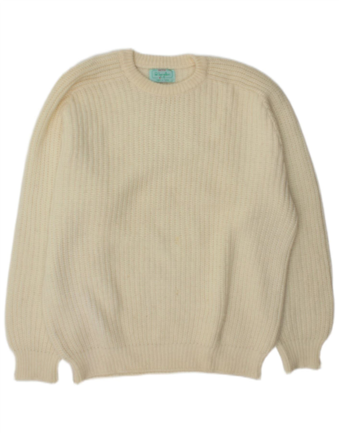 Męski sweter z dekoltem w łódkę Benetton XL w kolorze złamanej bieli