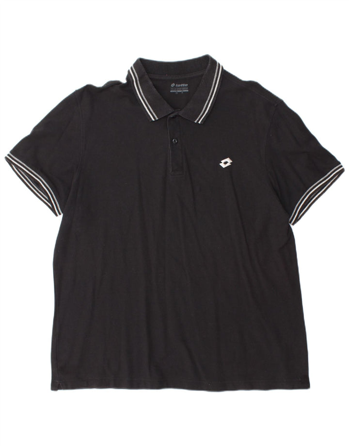 LOTTO Mens Polo Shirt XL Black Cotton
