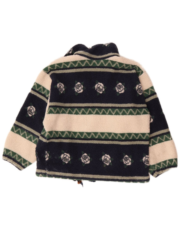 Vintage damski sweter polarowy z zamkiem błyskawicznym UK 18 XL, wielokolorowy kwiatowy