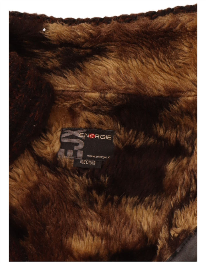 Energie Męski sweter Sherpa Cardigan Średni brązowy akryl w paski