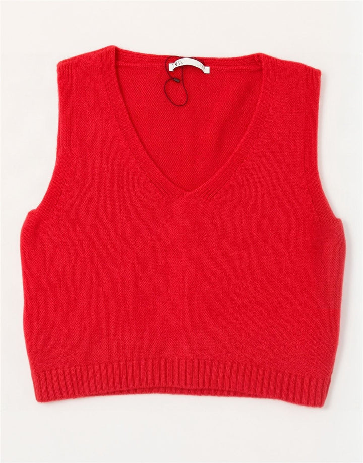 Damski podkoszulek Zara Crop Vest UK 14 Średnia czerwona wiskoza