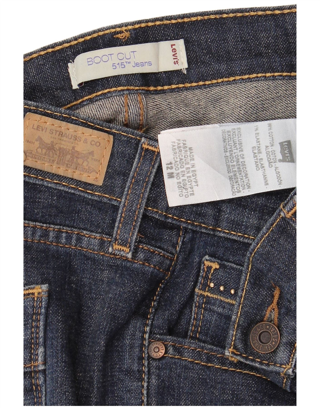 Dżinsy damskie LEVI'S 515 Bootcut US 12 Large W34 L32 Granatowa bawełna
