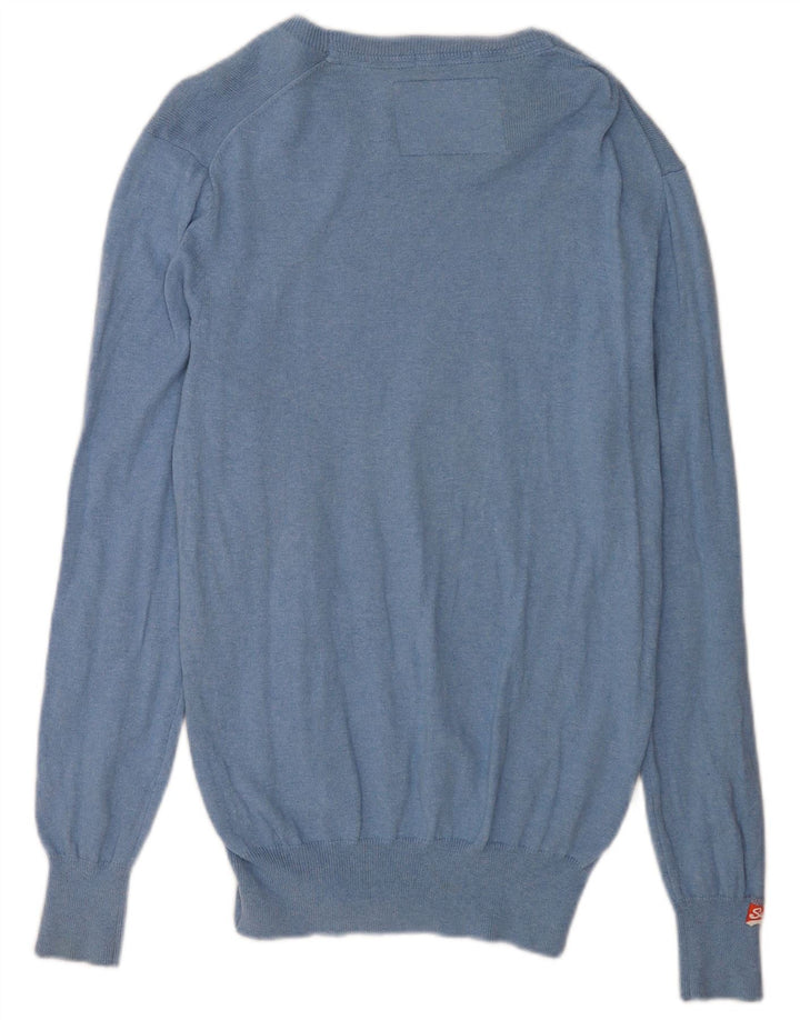Męski sweter Superdry z dekoltem w łódkę, duży, niebieski, bawełniany