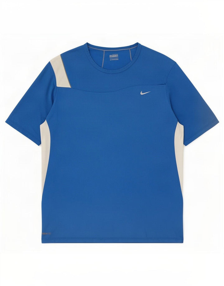 T-shirt męski Nike, duży, niebieski, blok kolorów, poliester