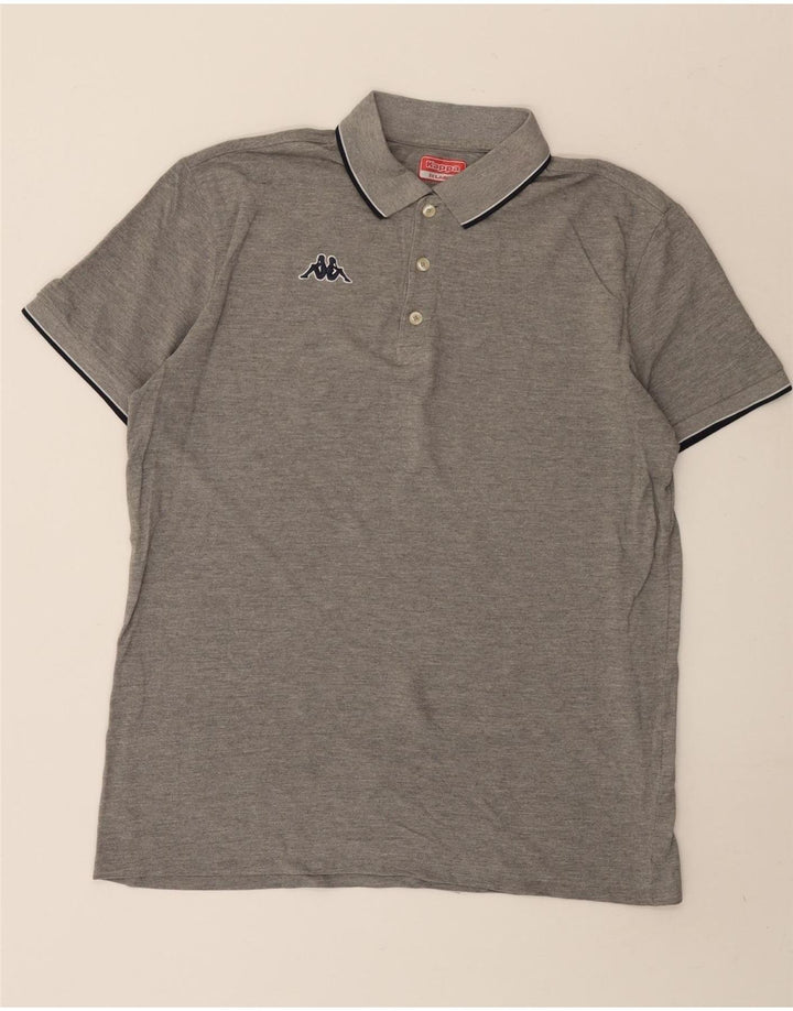 Męska koszulka polo Kappa 2XL Szara, bawełniana w paski