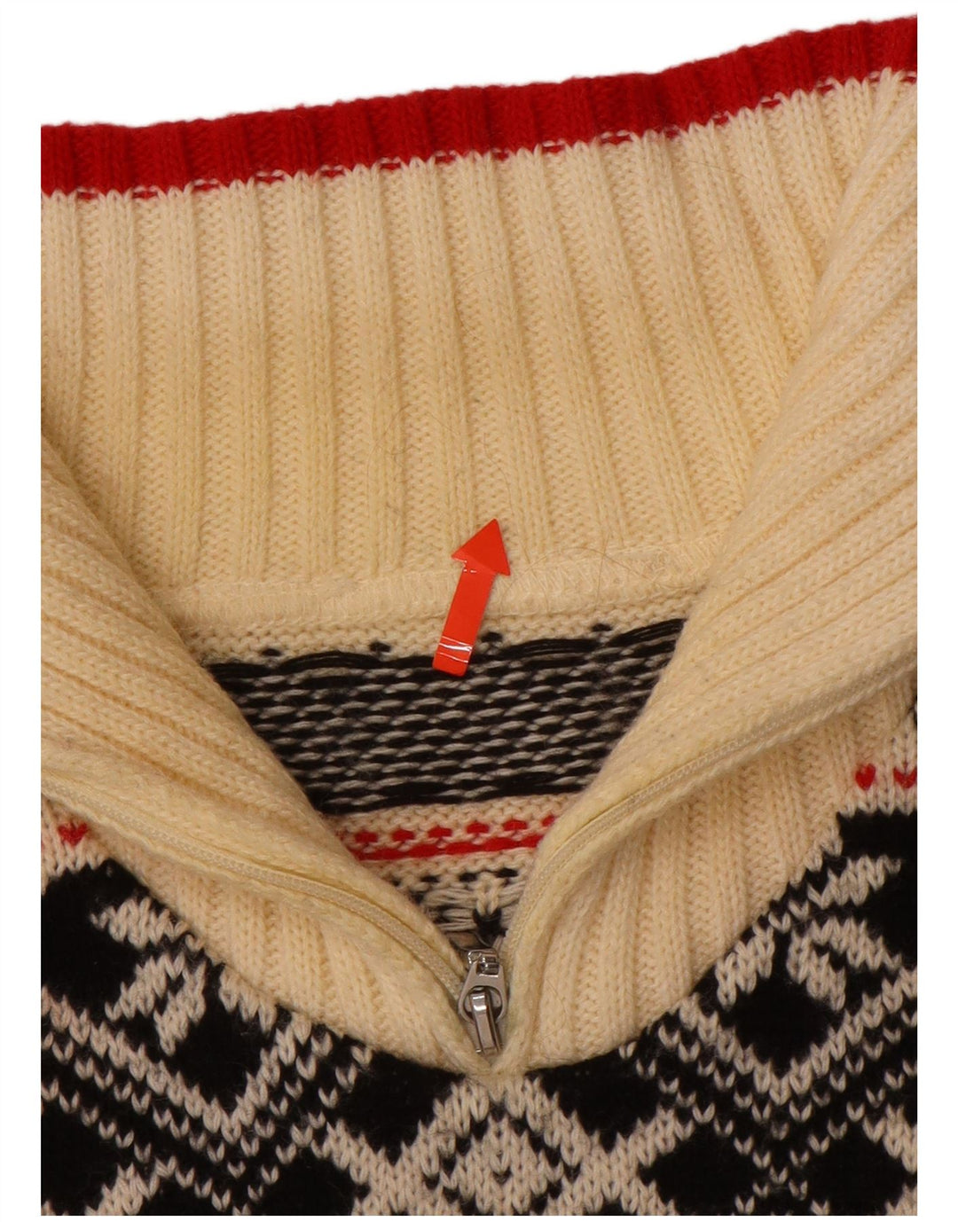 Sweter damski VINTAGE z zamkiem błyskawicznym UK 16 Large Off White Fair Isle