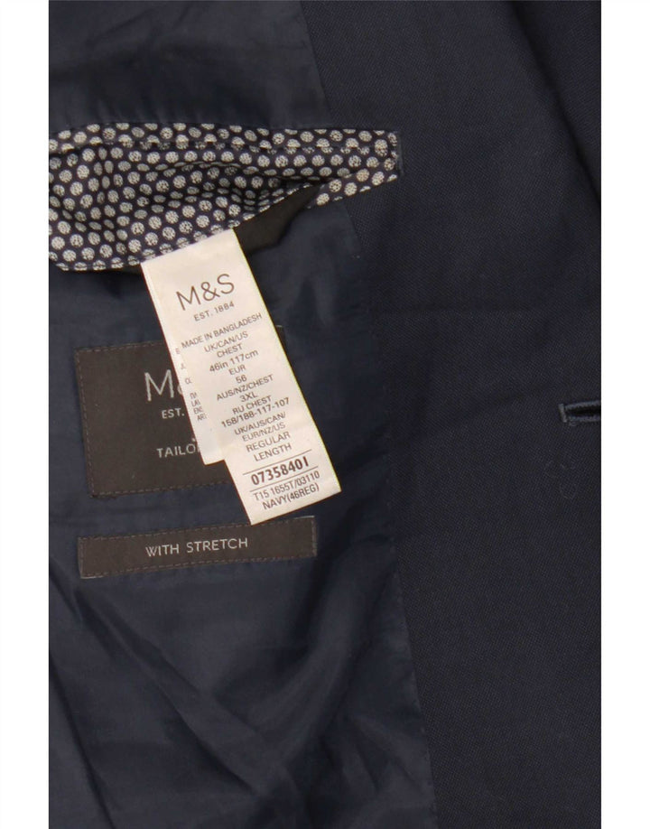 Marks & Spencer Męska marynarka zapinana na 2 guziki UK 46 3XL Granatowy poliester