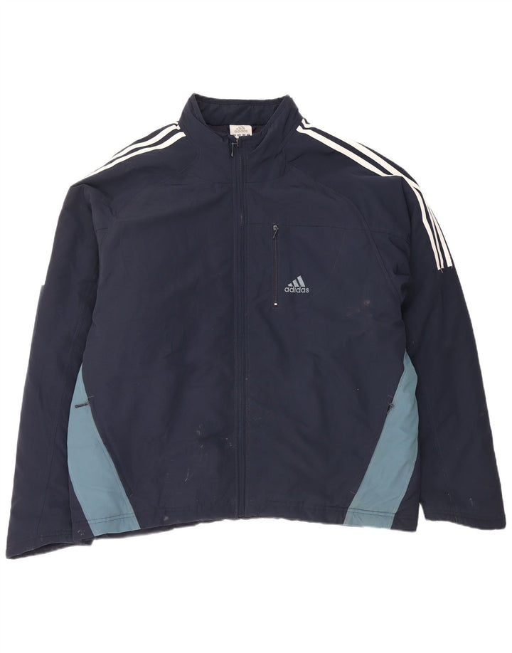 Adidas Męska bluza dresowa z grafiką, duża granatowa, poliestrowa