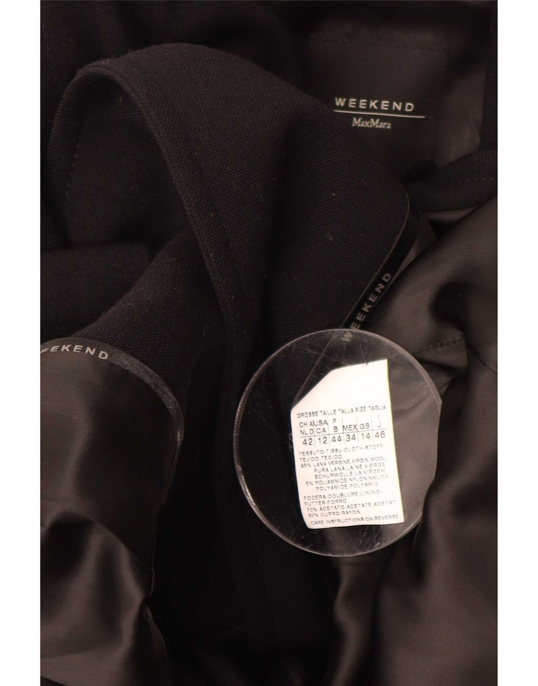 Płaszcz weekendowy Max Mara UK 14, duży, czarny, wełniany