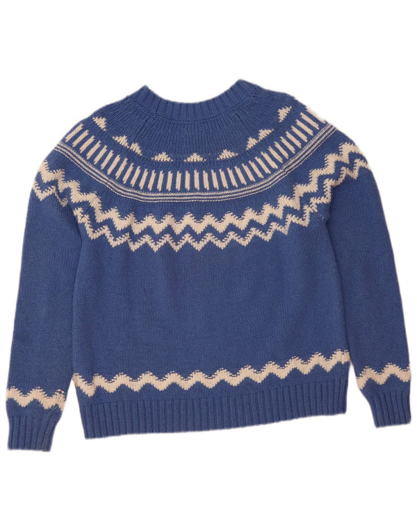 Damski sweter z okrągłym dekoltem Fat Face UK 14, duży, niebieski, wełna Fair Isle