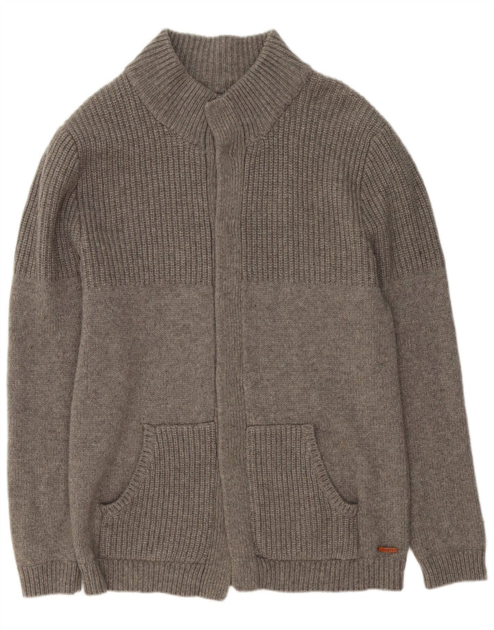 Guess Męski sweter rozpinany XL, szara wełna