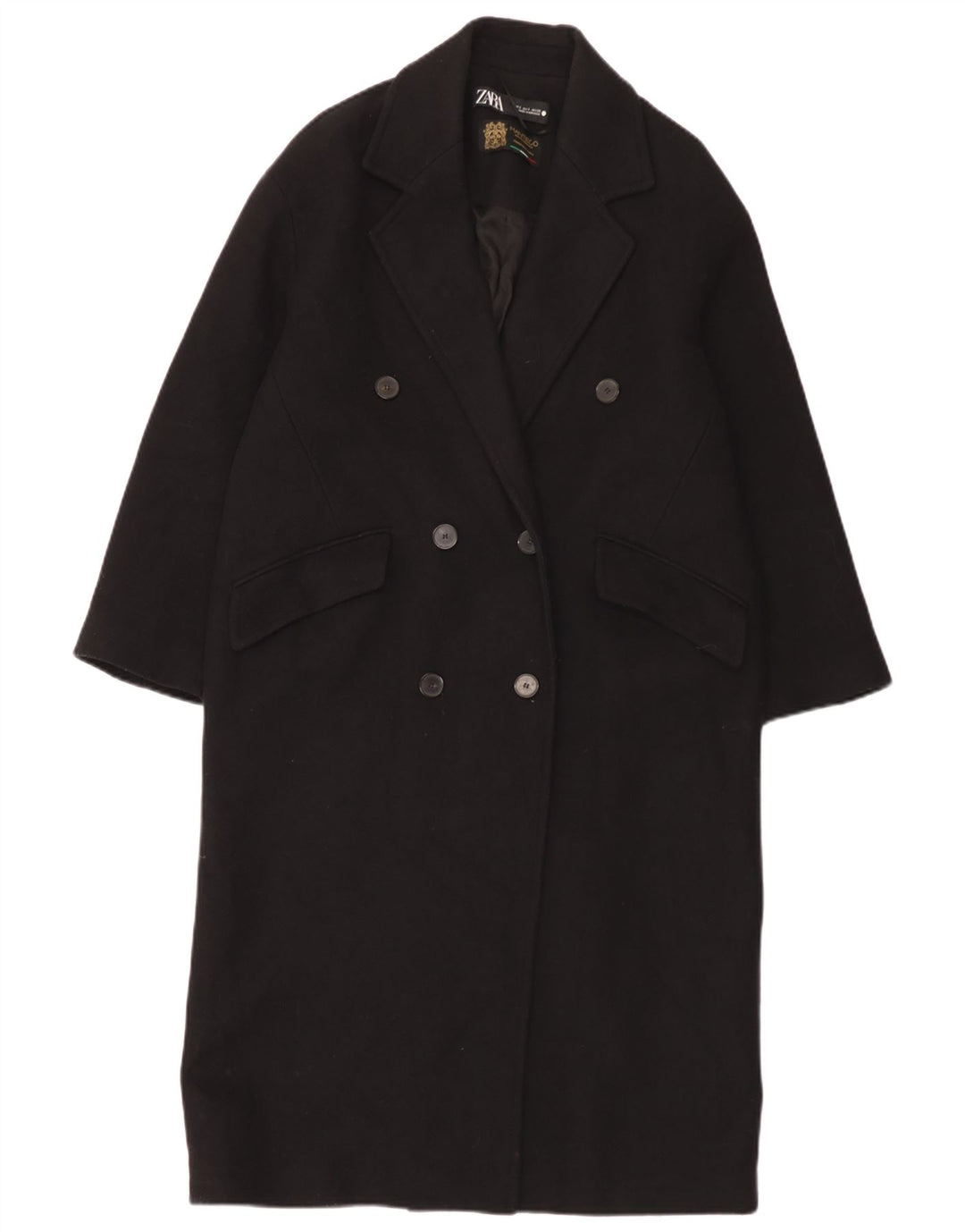 Damski płaszcz oversize z podwójnymi piersiami Zara UK 10 Small Black