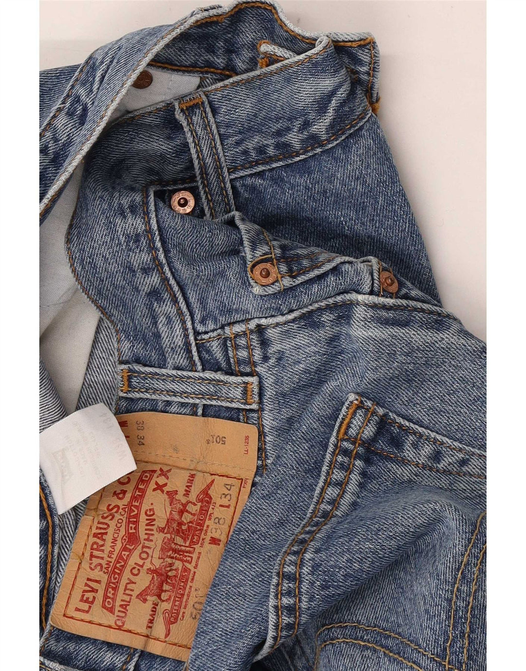 Męskie jeansy Levi's 501 Straight W38 L34 Niebieskie bawełniane klasyczne