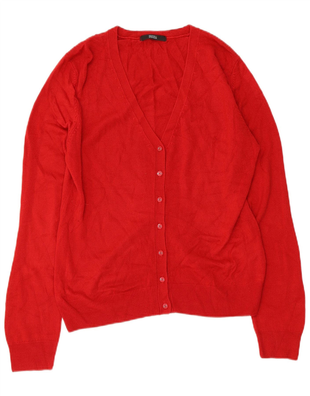 MARKS & SPENCER Damski sweter kardigan UK 12 Średni czerwony akryl