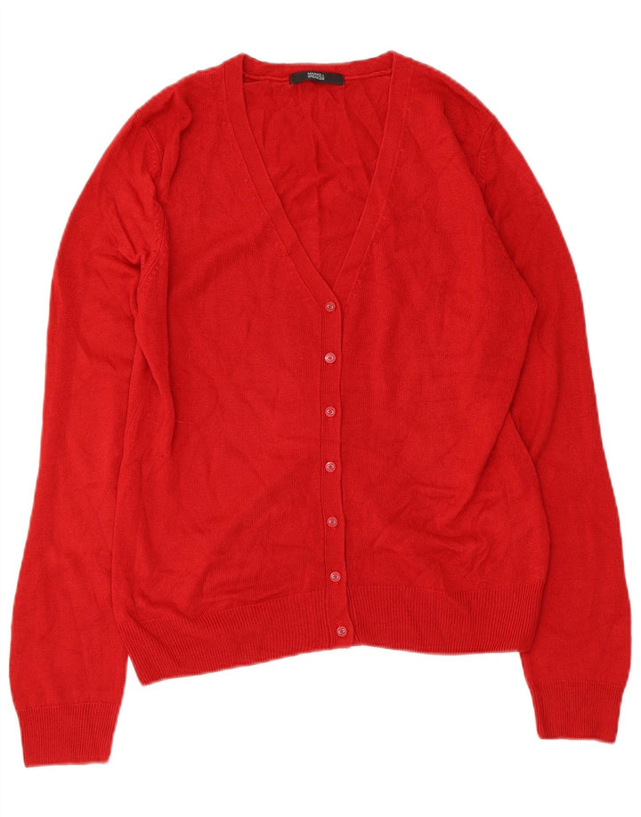 MARKS & SPENCER Damski sweter kardigan UK 12 Średni czerwony akryl