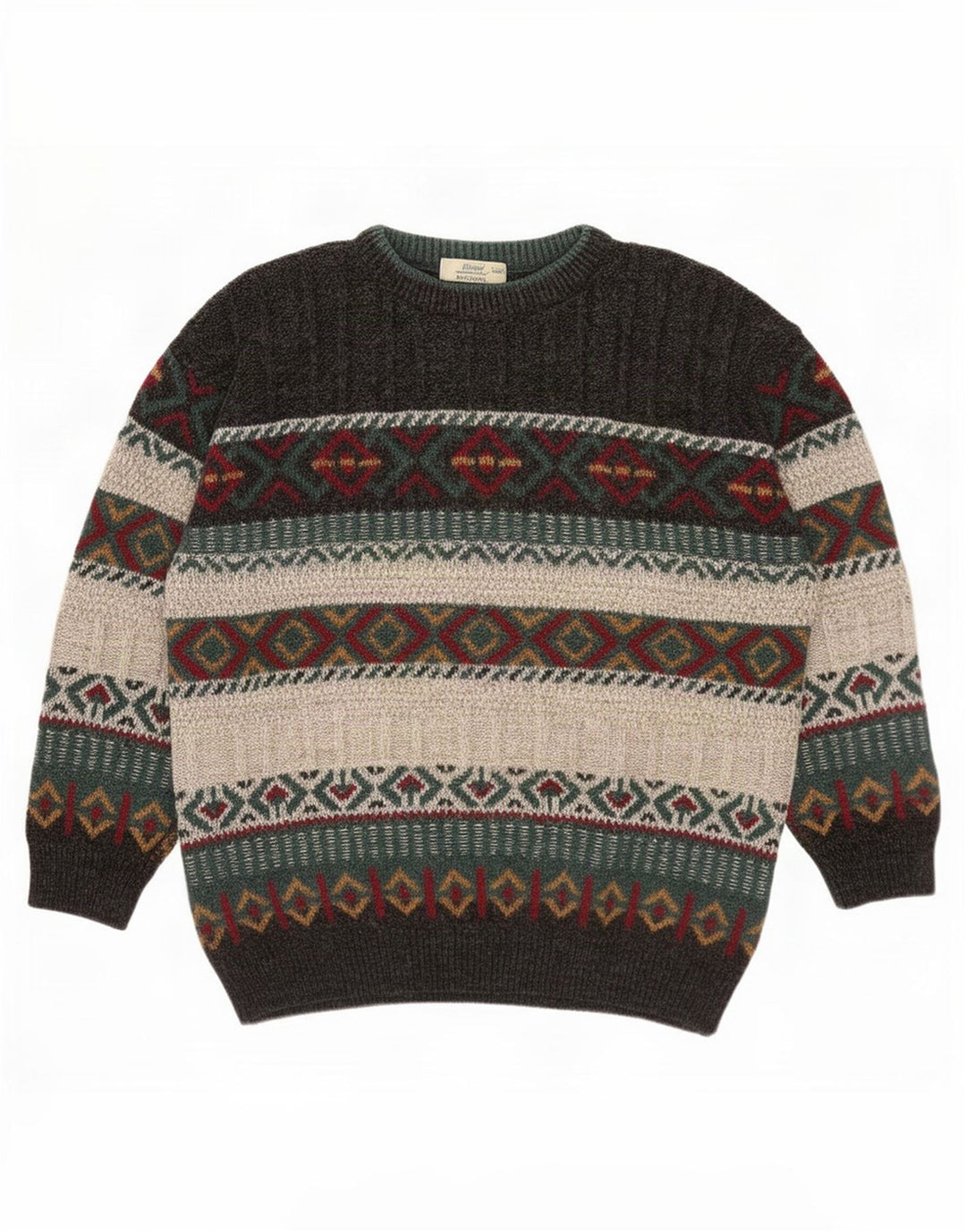 Męski sweter St. Bernard z okrągłym dekoltem, średnio szary, geometryczny akryl